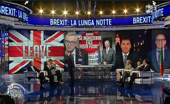 Ascolti Tv 23 giugno tutti i dati: Vespa Brexit 13,07%, Italia1 batte Canale5, Mentana 4,2%