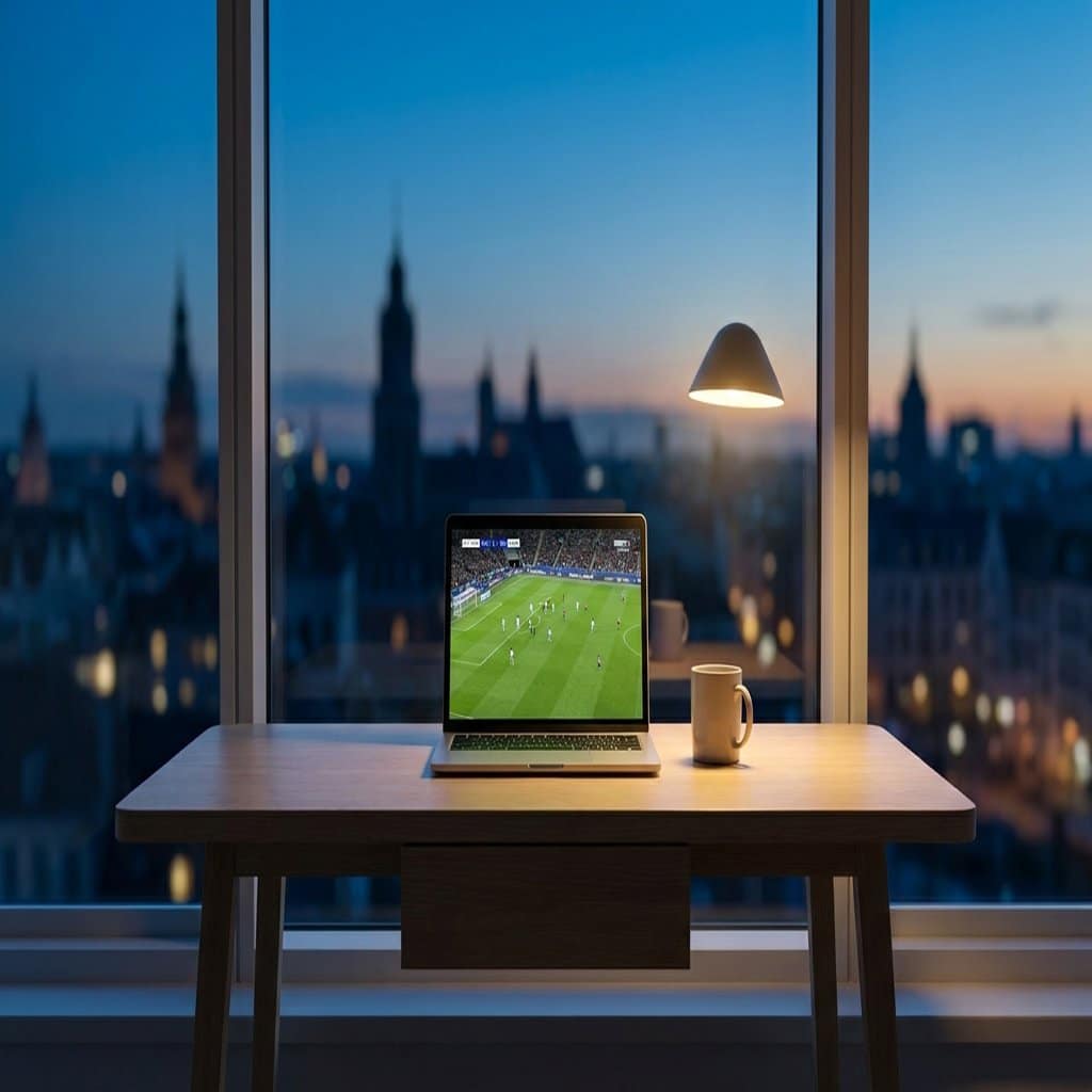 Vedere DAZN dall'estero con VPN - laptop italiano in citta europea