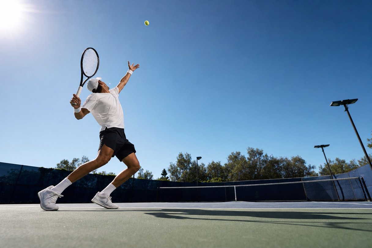 Dove vedere il tennis - tennista al servizio sotto il sole