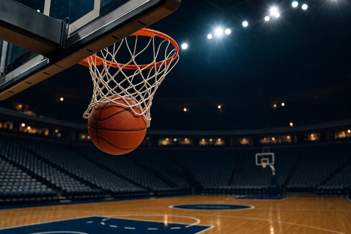 Dove vedere l NBA - palla a canestro in un arena illuminata di notte