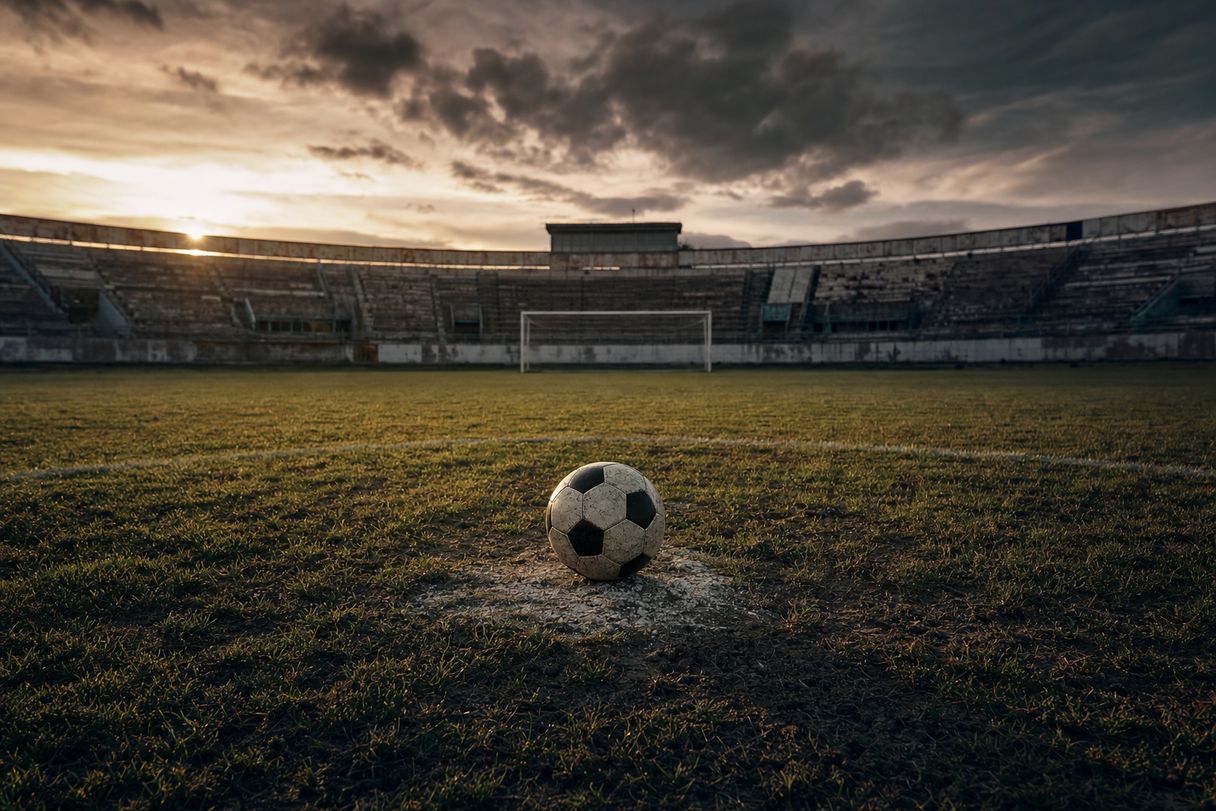 Fabrizio Miccoli - pallone sul dischetto in uno stadio deserto