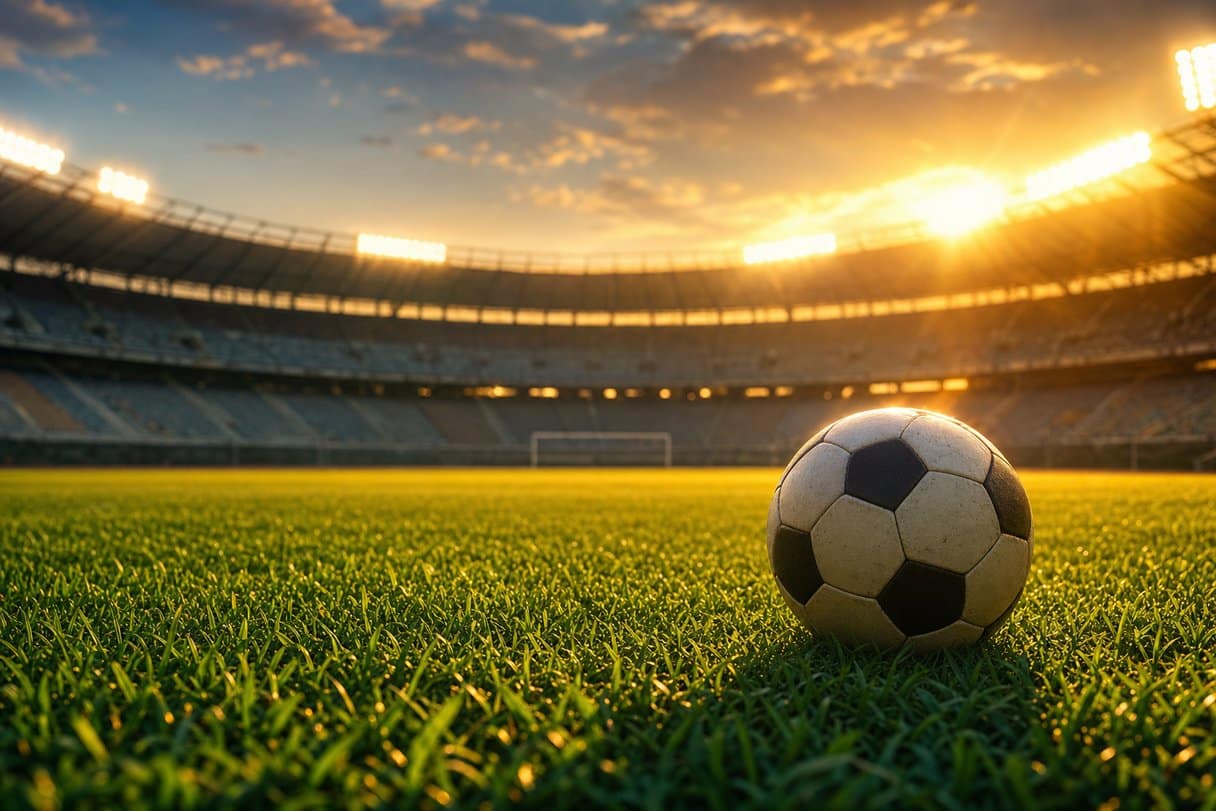 Ronaldinho - pallone su un campo illuminato al tramonto