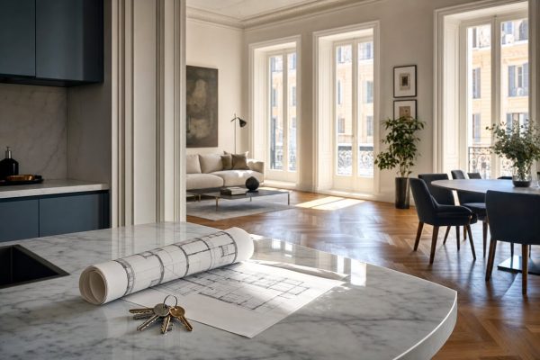 Casa a prima vista - interno luminoso con chiavi e planimetria sul piano